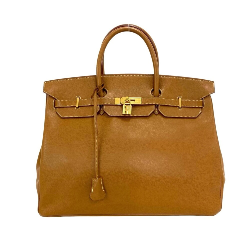 HERMES Birkin 40 Courchevel Leather Handbag Boston Bag Tote Gold 92905